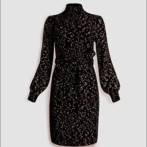 Shimmer mock neck sweater dress